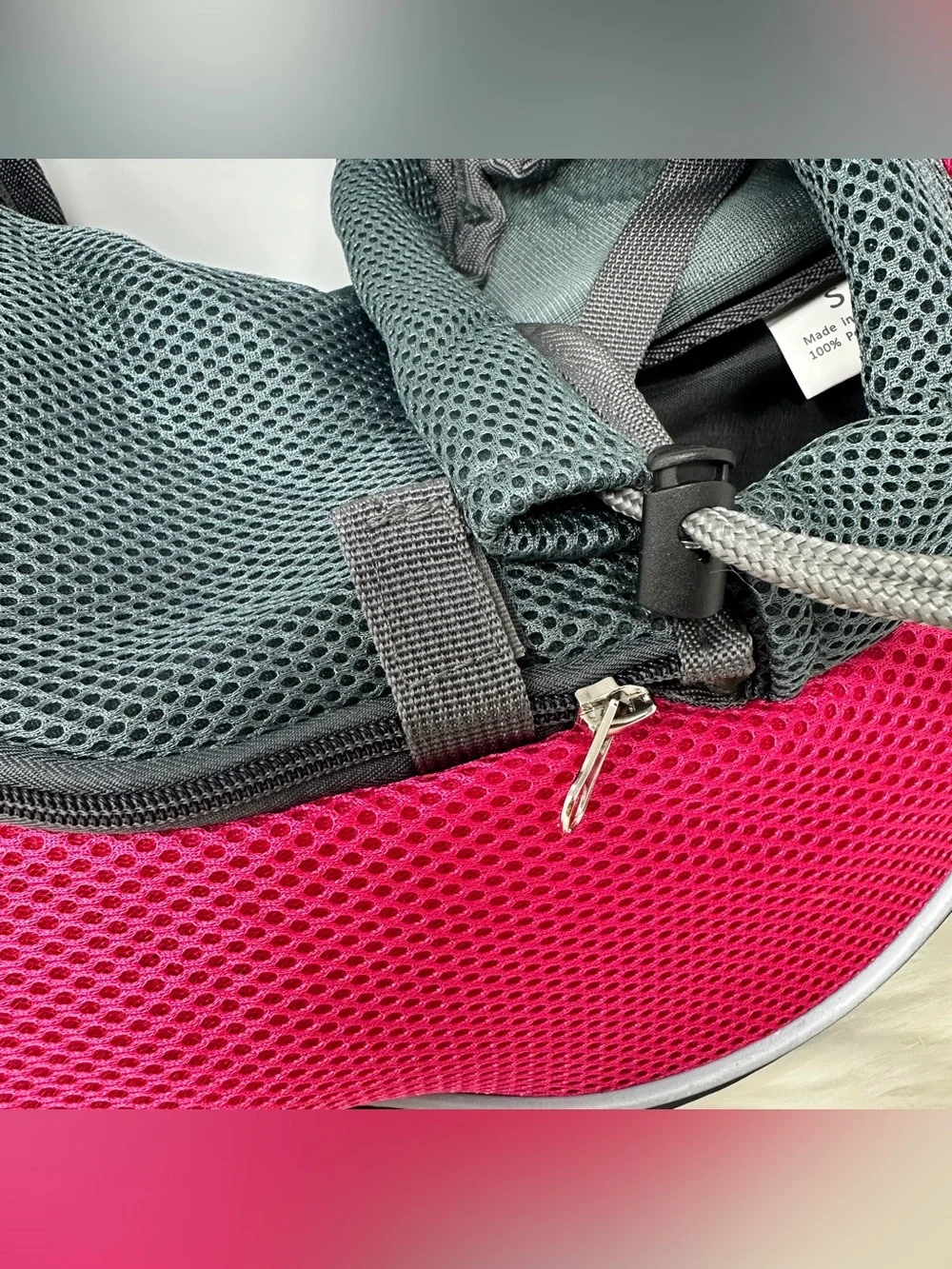 Pet Carrier Sling in Pink and Gray